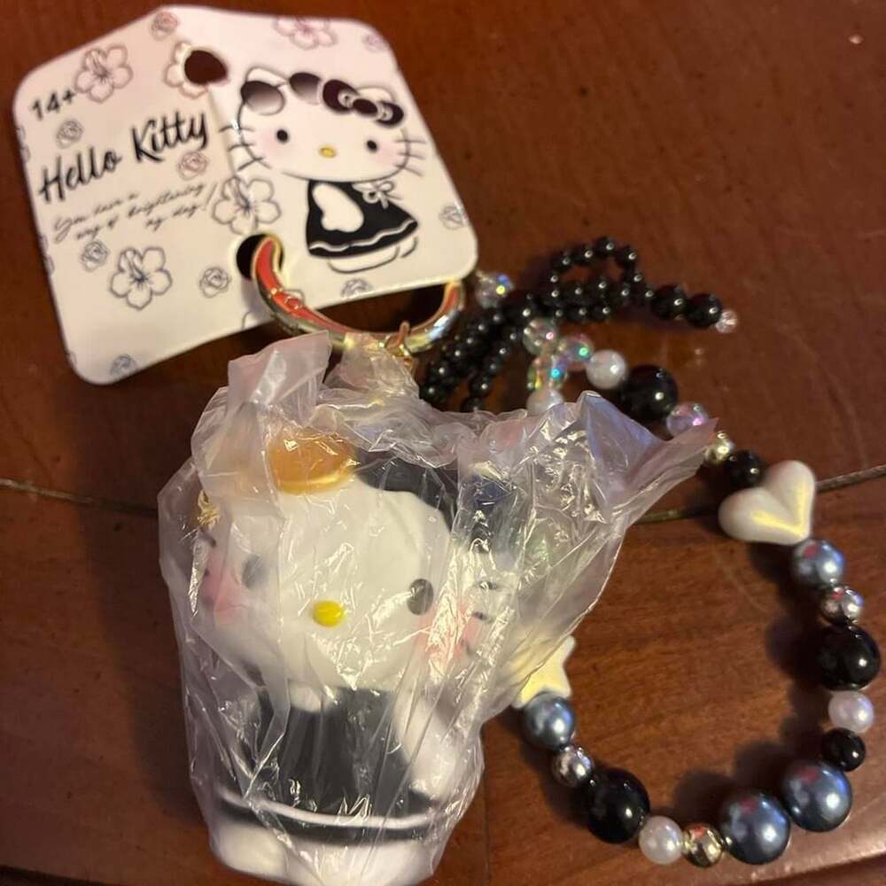 New Hello Kitty Sanrio Beaded Keychain Charm with bracelet